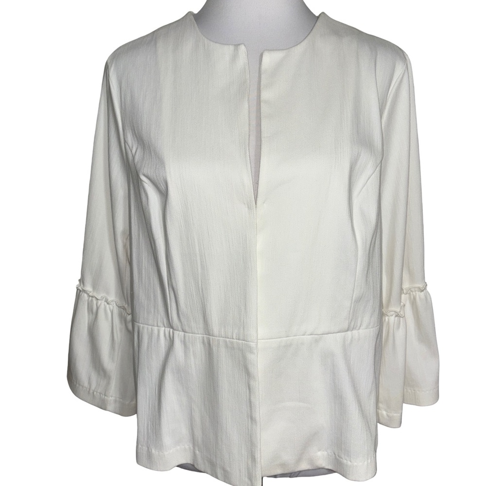 Dress Barn Cream Ruffle Sleeve Jacket